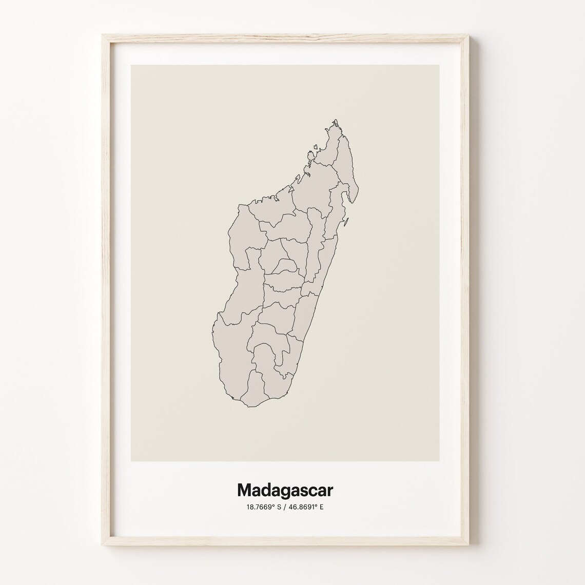 Madagascar Minimalist Island Map Line Art Travel Coordinates Gift Poster