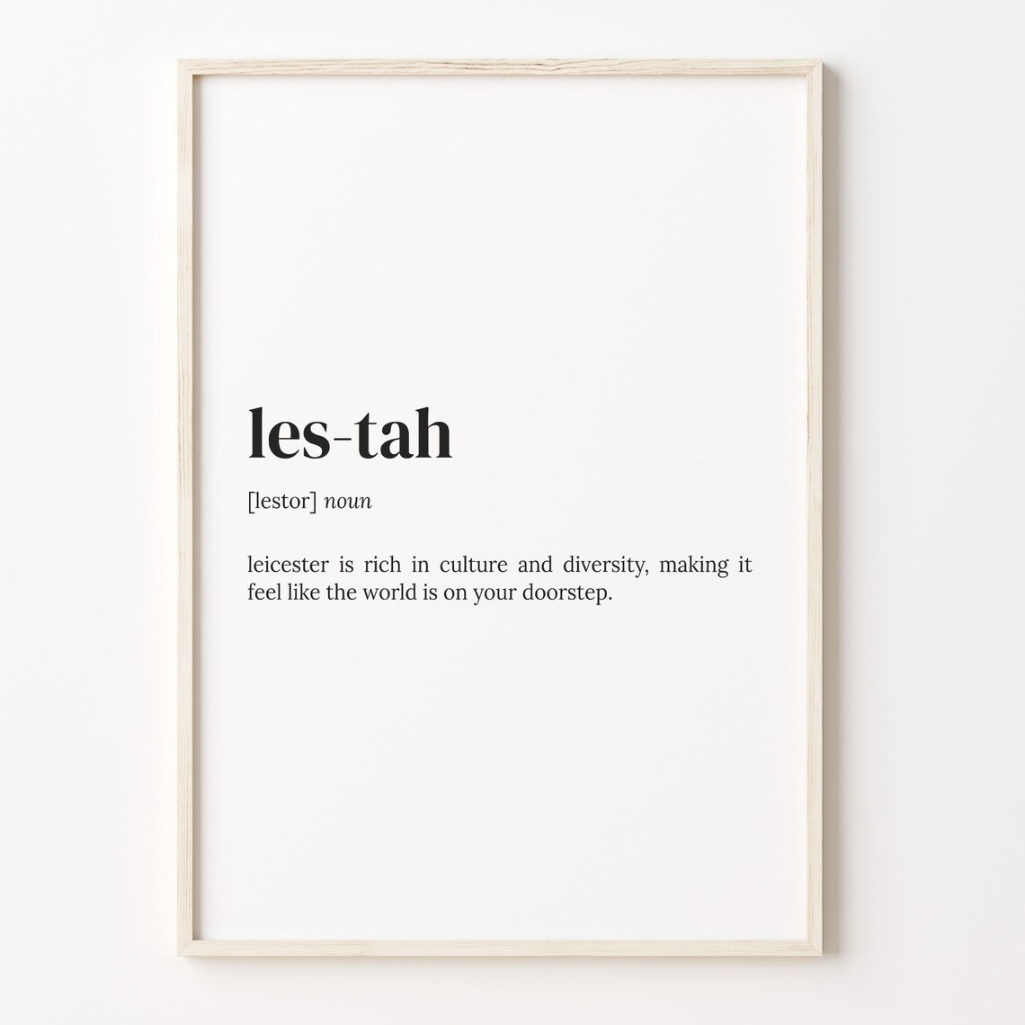 Leicester Les-Tah Definition Dictionary Typography City Word Poster