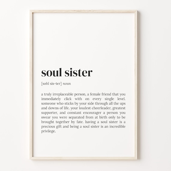 Soul Sister Definition Poster Heartfelt Friendship Gift for Her