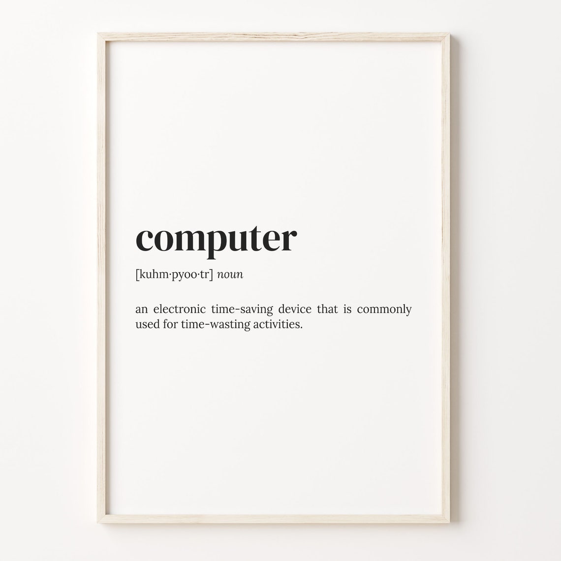 Computer Dictionary Definition Quote Print Funny Office Decor Art