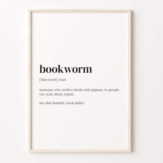 Bookworm Definition Dictionary Typography Print for Book Lovers