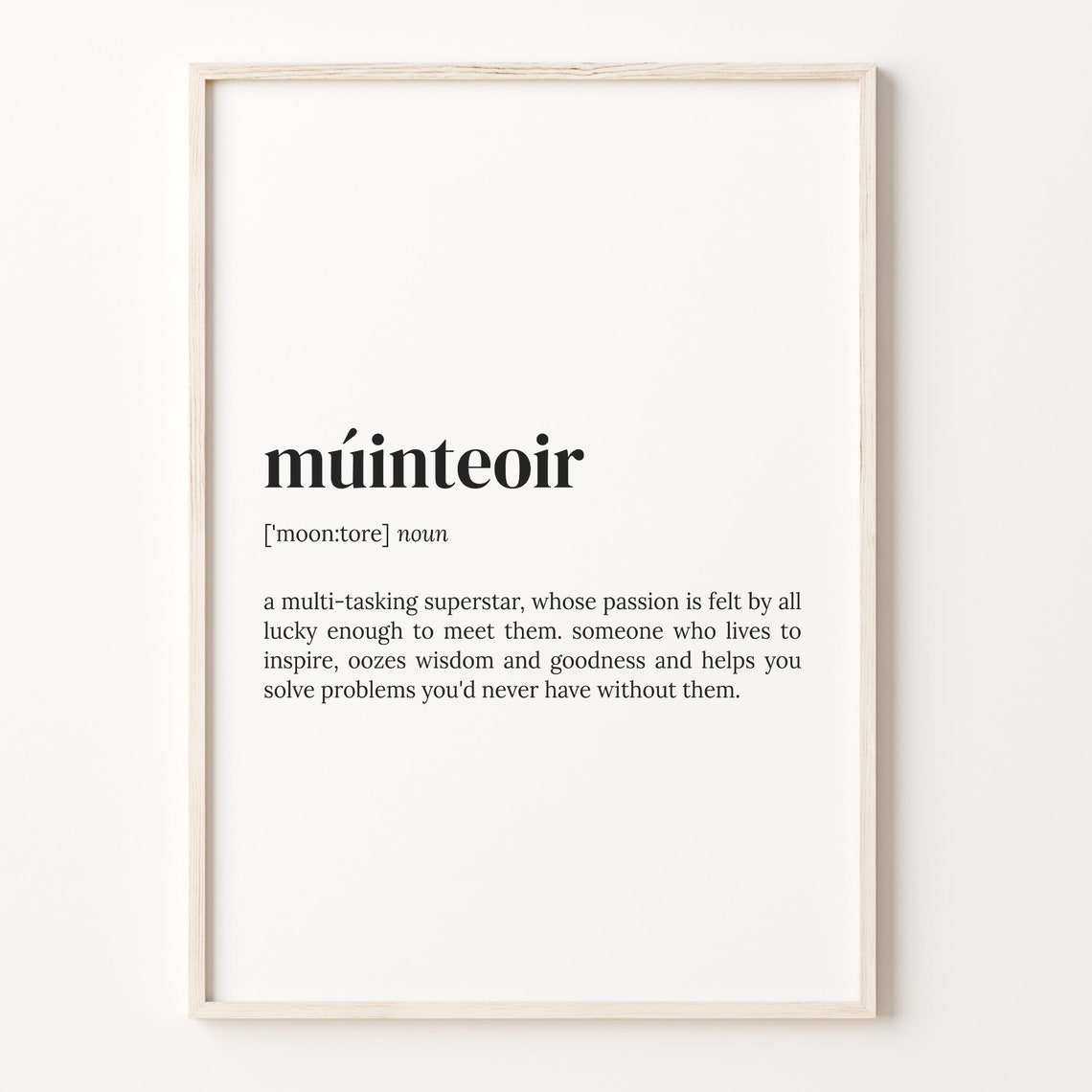 Múinteoir Irish Teacher Dictionary Definition Wall Art for Classroom