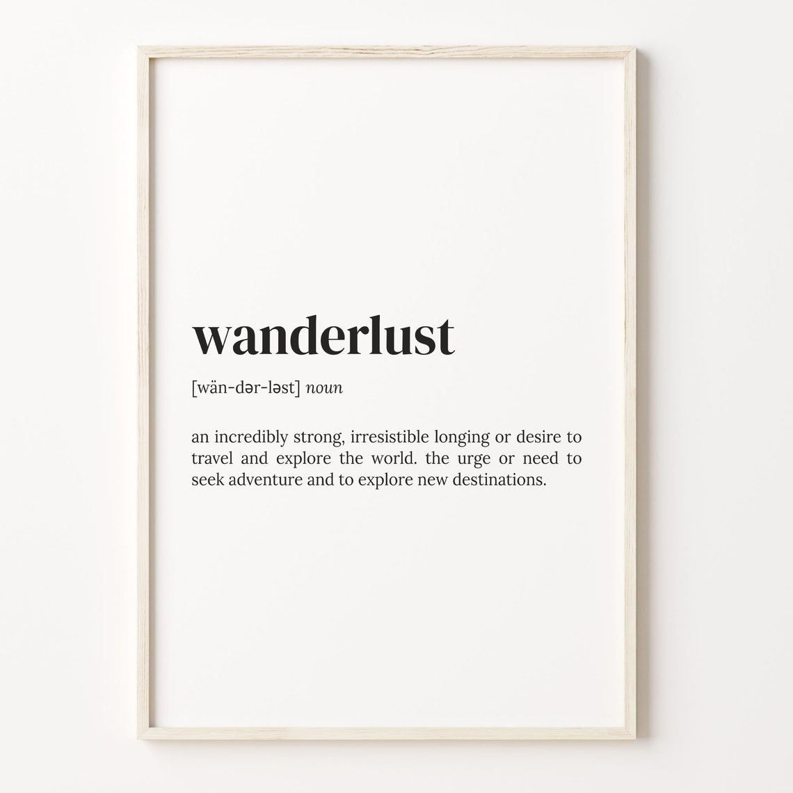 Wanderlust Dictionary Definition Travel Quote Poster Gift Idea