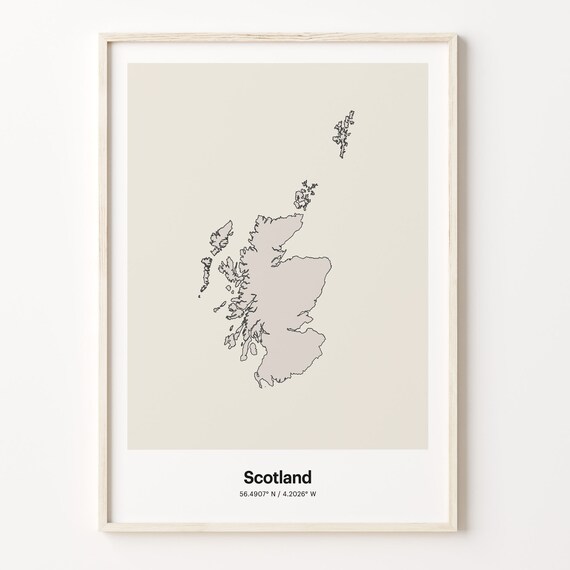 Scotland Minimalist Country Outline Map Line Art Decor Poster