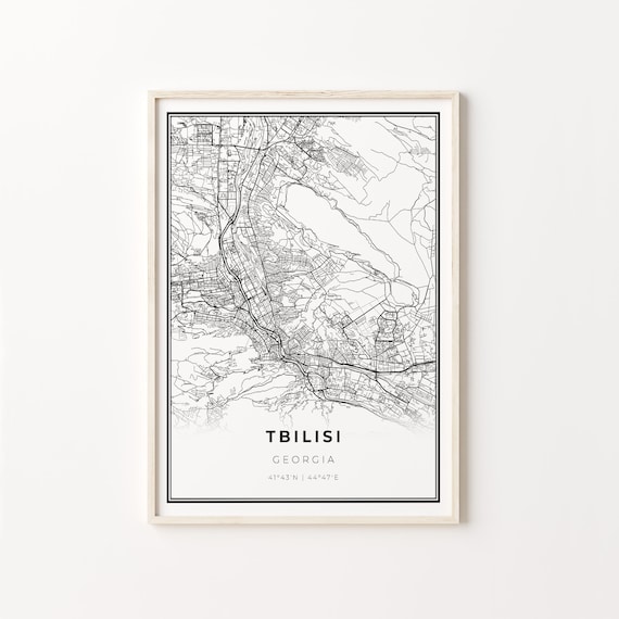 Tbilisi Georgia Black White Minimalist City Street Map Art Poster