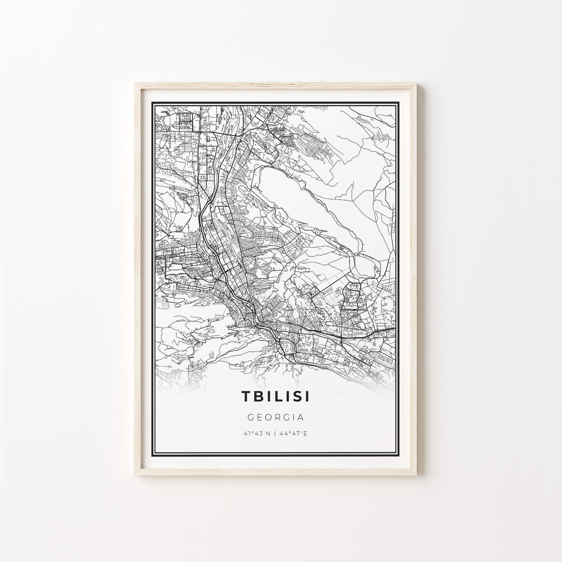 Tbilisi Georgia Black White Minimalist City Street Map Art Poster