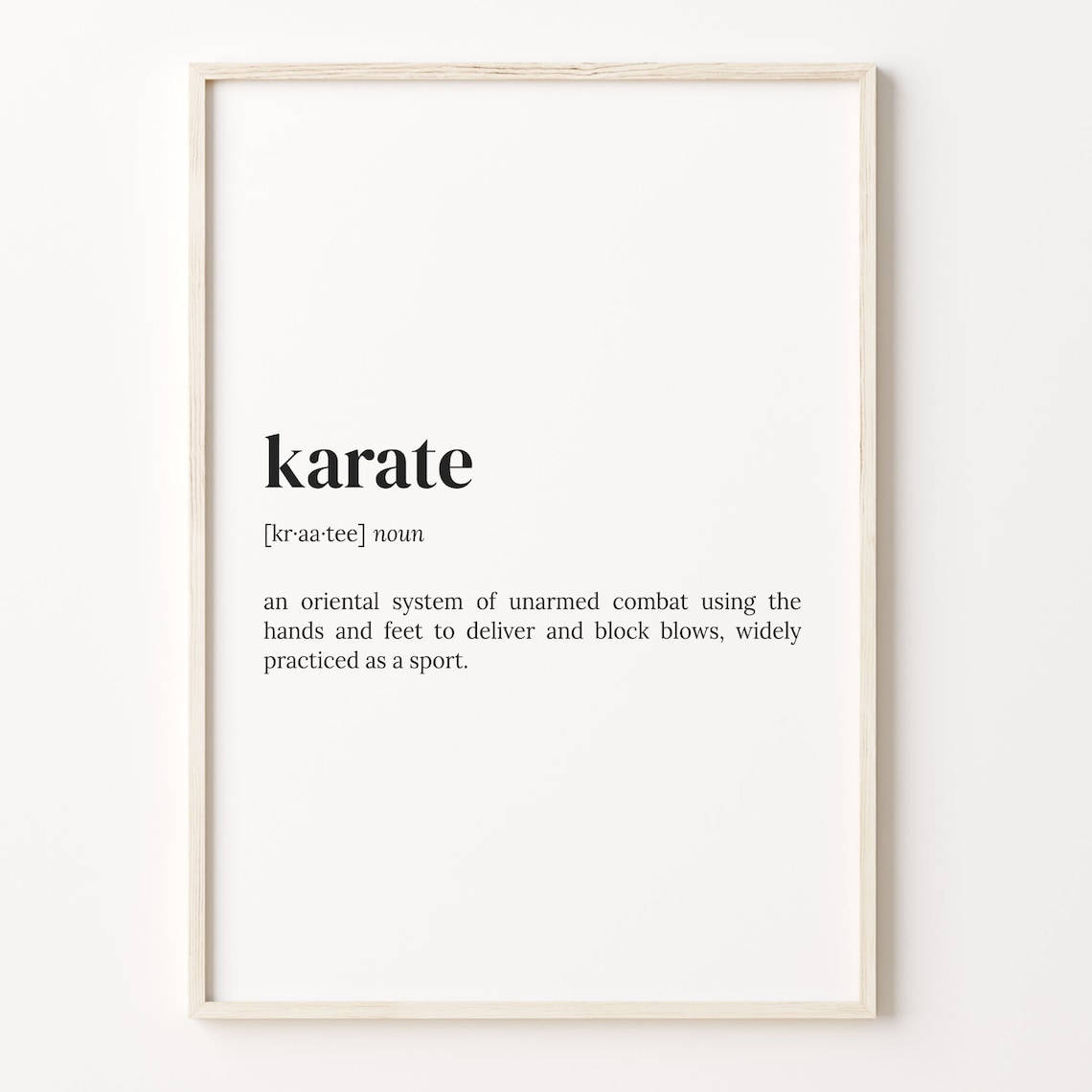 Karate Definition Dictionary Typography Martial Arts Word Poster
