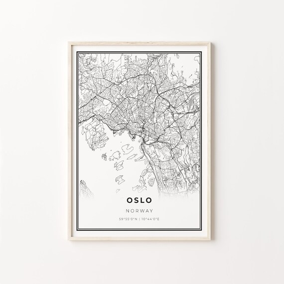 Oslo Norway Minimalist Black and White City Street Map Poster