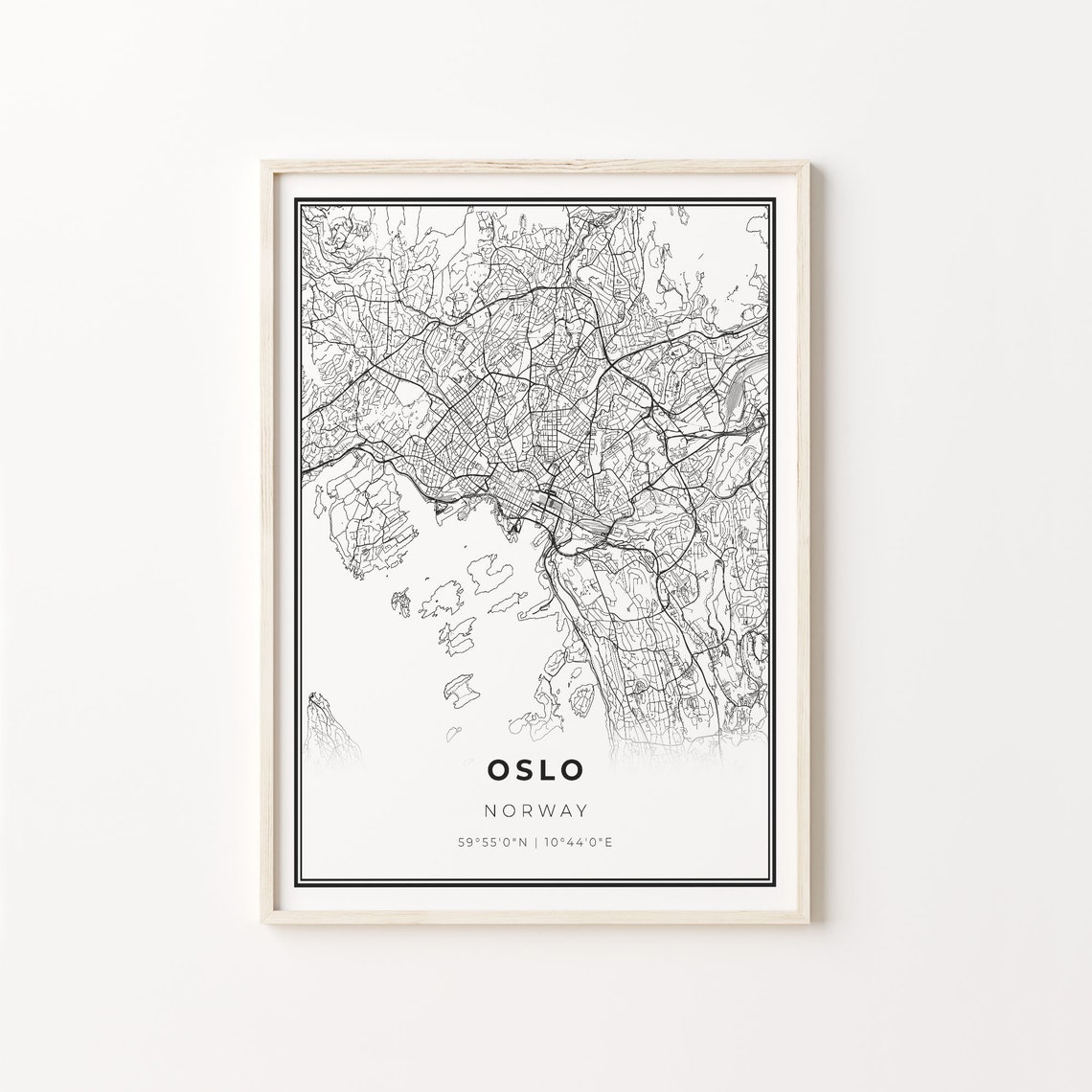 Oslo Norway Minimalist Black and White City Street Map Poster