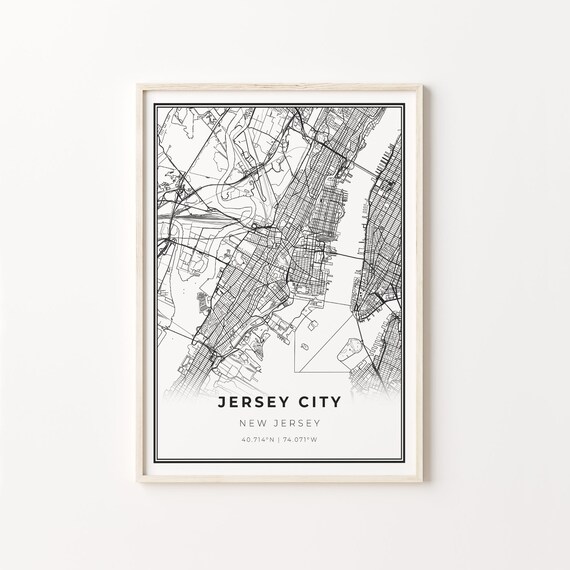 Jersey City New Jersey Minimalist Black And White City Map Art Poster