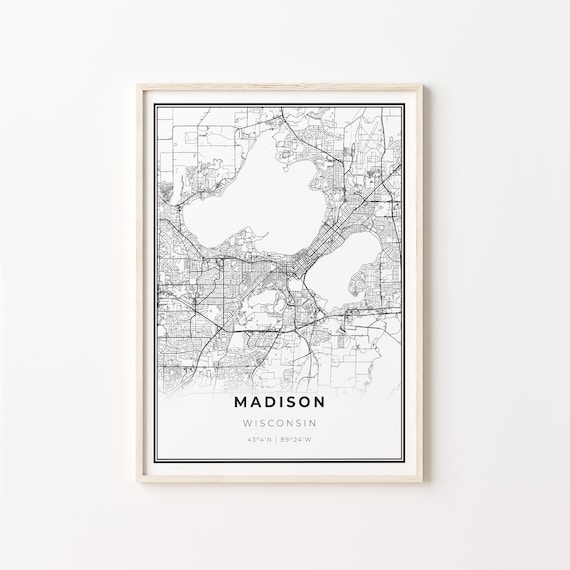 Madison Wisconsin City Map Minimalist Line Art Travel Poster