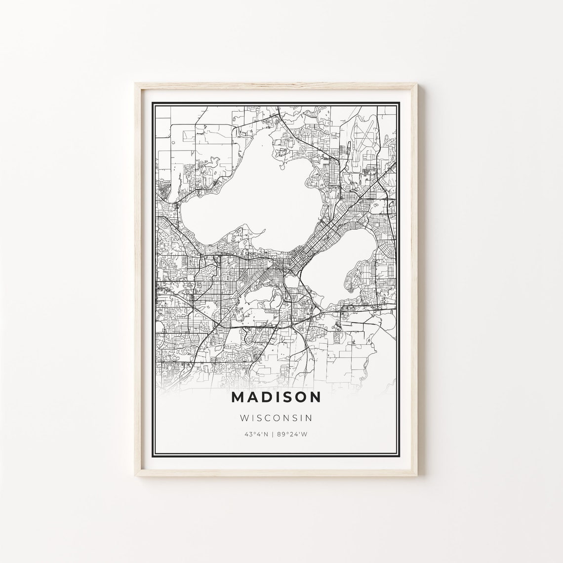 Madison Wisconsin City Map Minimalist Line Art Travel Poster