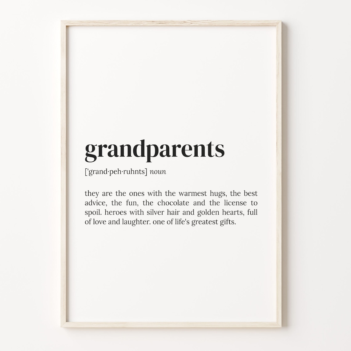 Grandparents Definition Quote Poster Print