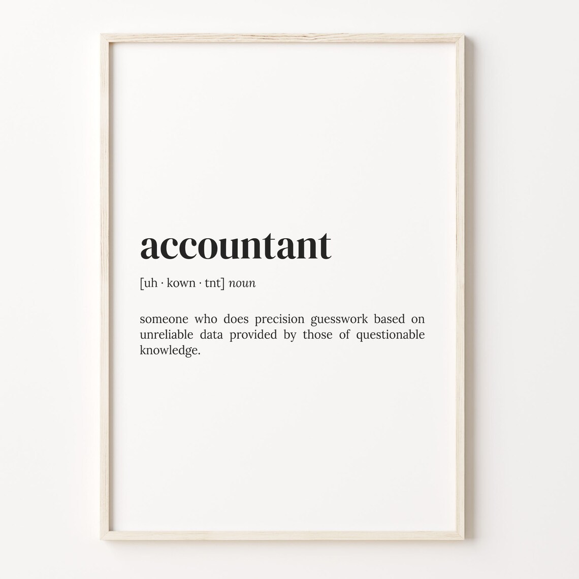 Accountant Definition Dictionary Poster, Quote Art