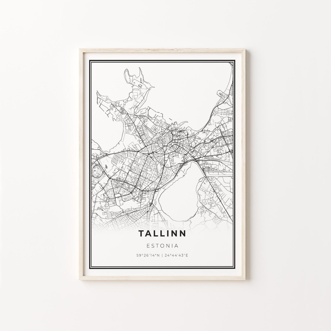 Tallinn Estonia Minimalist Black And White City Map Art Poster