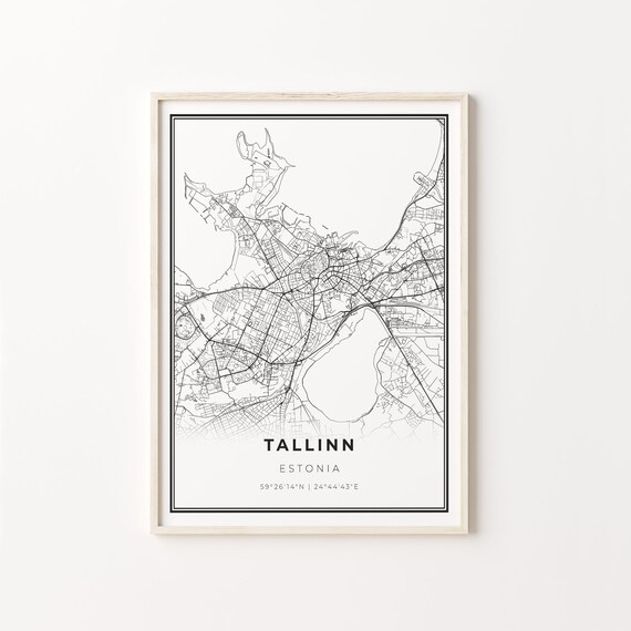 Tallinn Estonia Minimalist Black And White City Map Art Poster