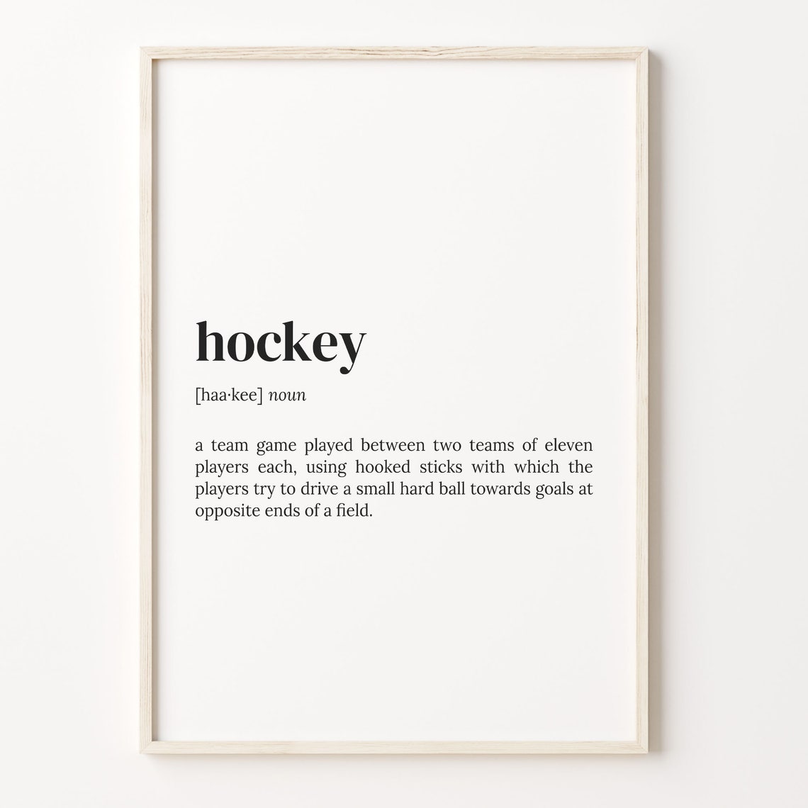 Field Hockey Funny Dictionary Definition Typography Quote Poster