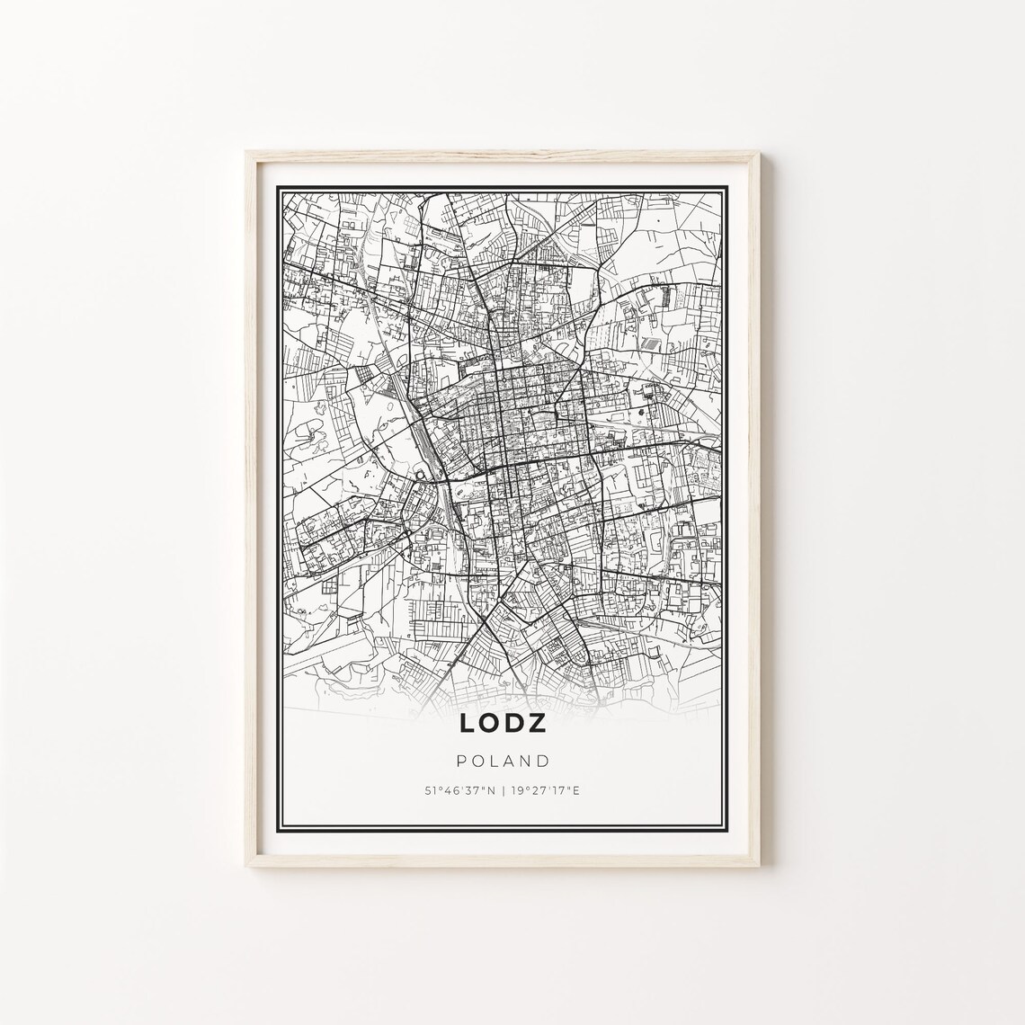 Lodz Poland City Map Minimalist Line Art Travel Room Decor Poster