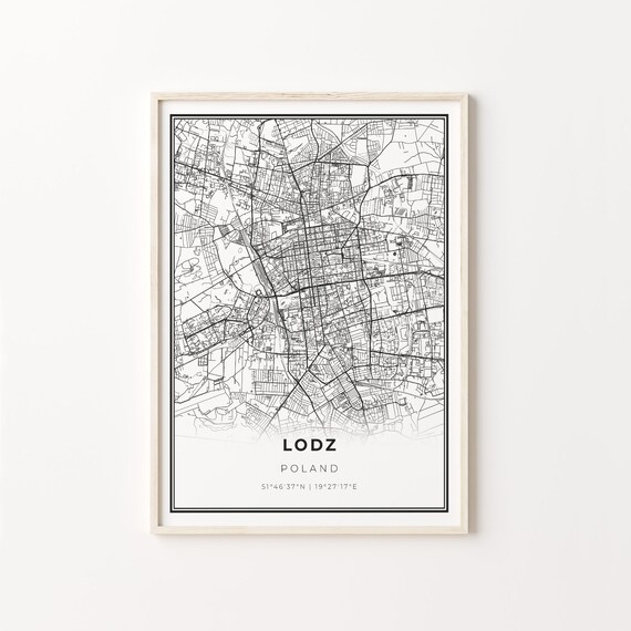 Lodz Poland City Map Minimalist Line Art Travel Room Decor Poster