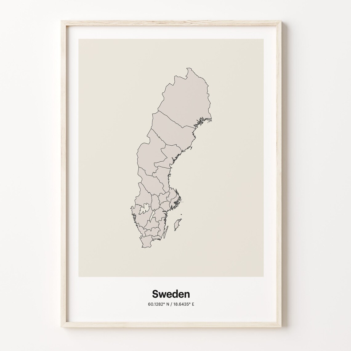 Sweden Minimalist Country Map Line Art Travel Coordinates Gift Poster