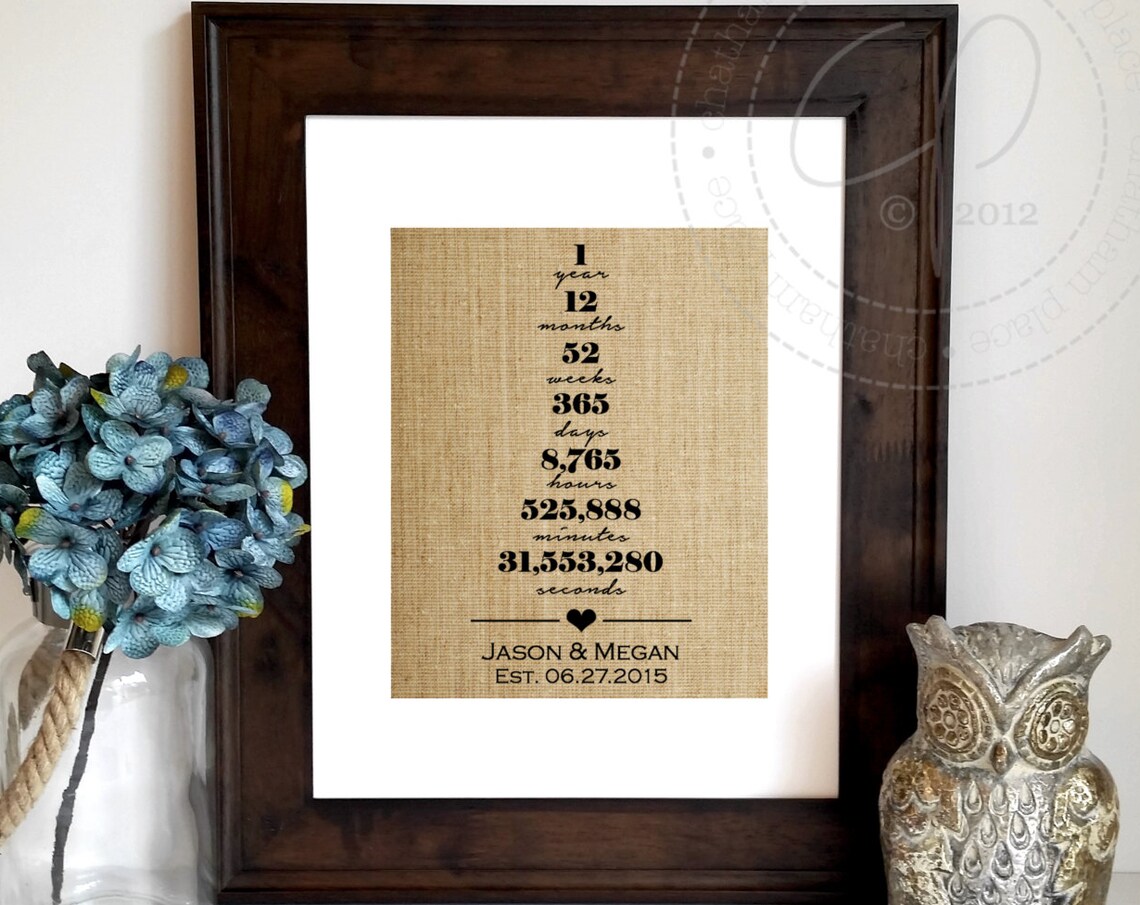 Personalized 1 Year Together Anniversary Art Print