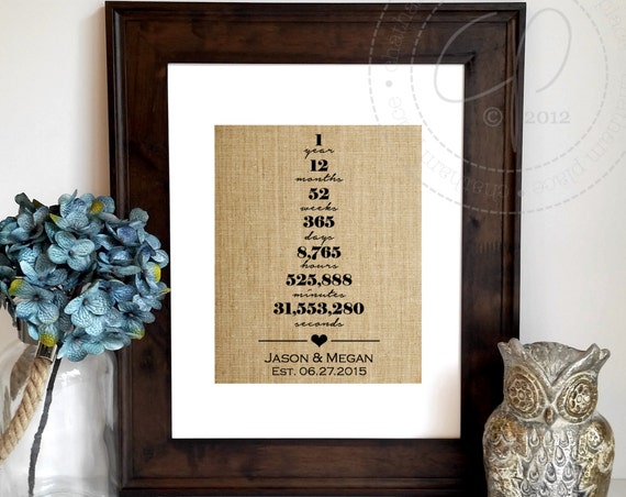 Personalized 1 Year Together Anniversary Art Print