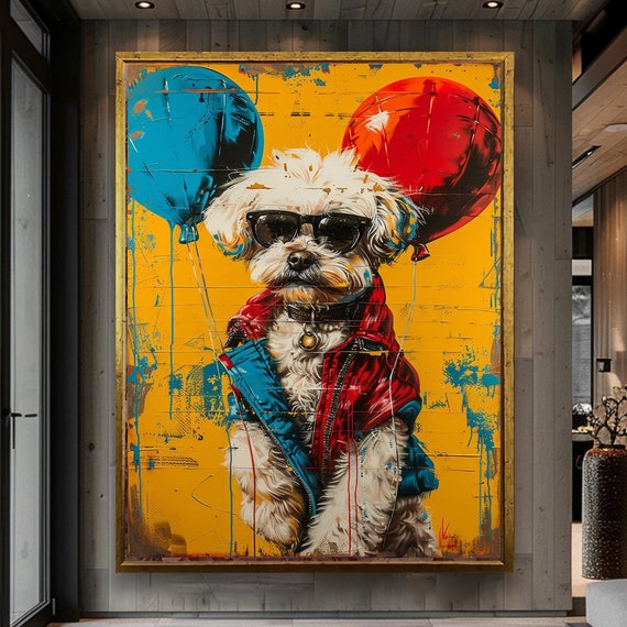 Dog Decor Wall Decor Dog Gift Animal Lover Gift Modern Wall Art Maximalist Decor Bold Wall Decor Gift For Home Birthday Gift