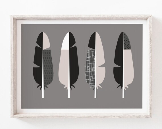 Feather Print, Scandinavian Minimalist Art Print