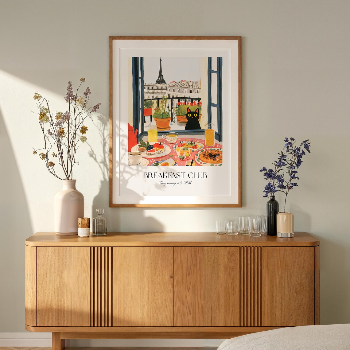 Breakfast Club Black Cat Paris Watercolor Morning Kitchen Art Print - Image 2