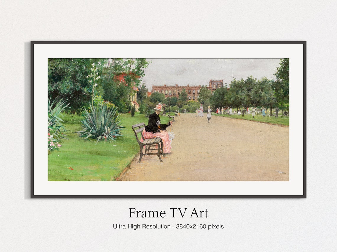 Summer Park Painting, Oil On Art Print - Image 4