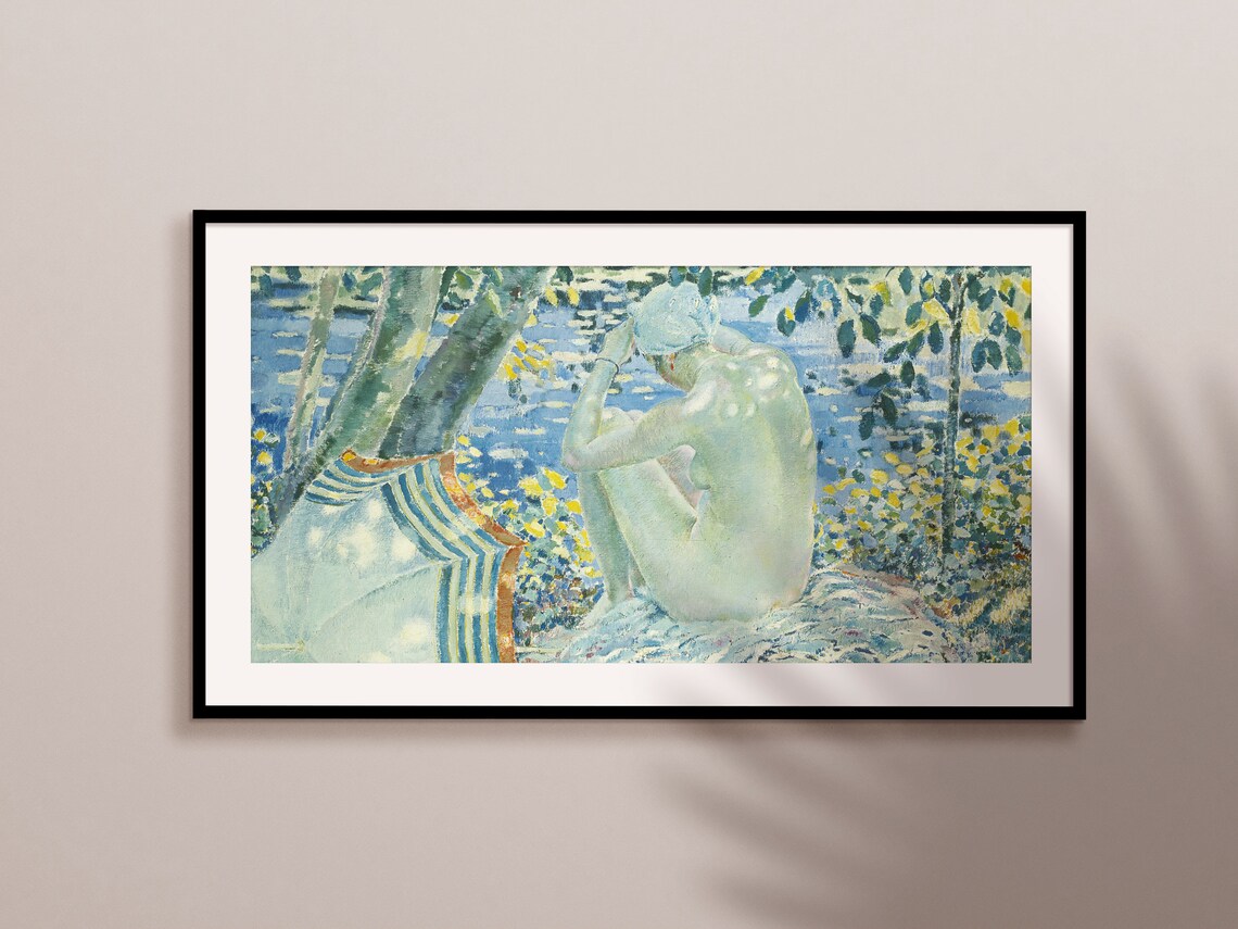 Seashore Summer Lake Vintage Landscape Art Print - Image 2