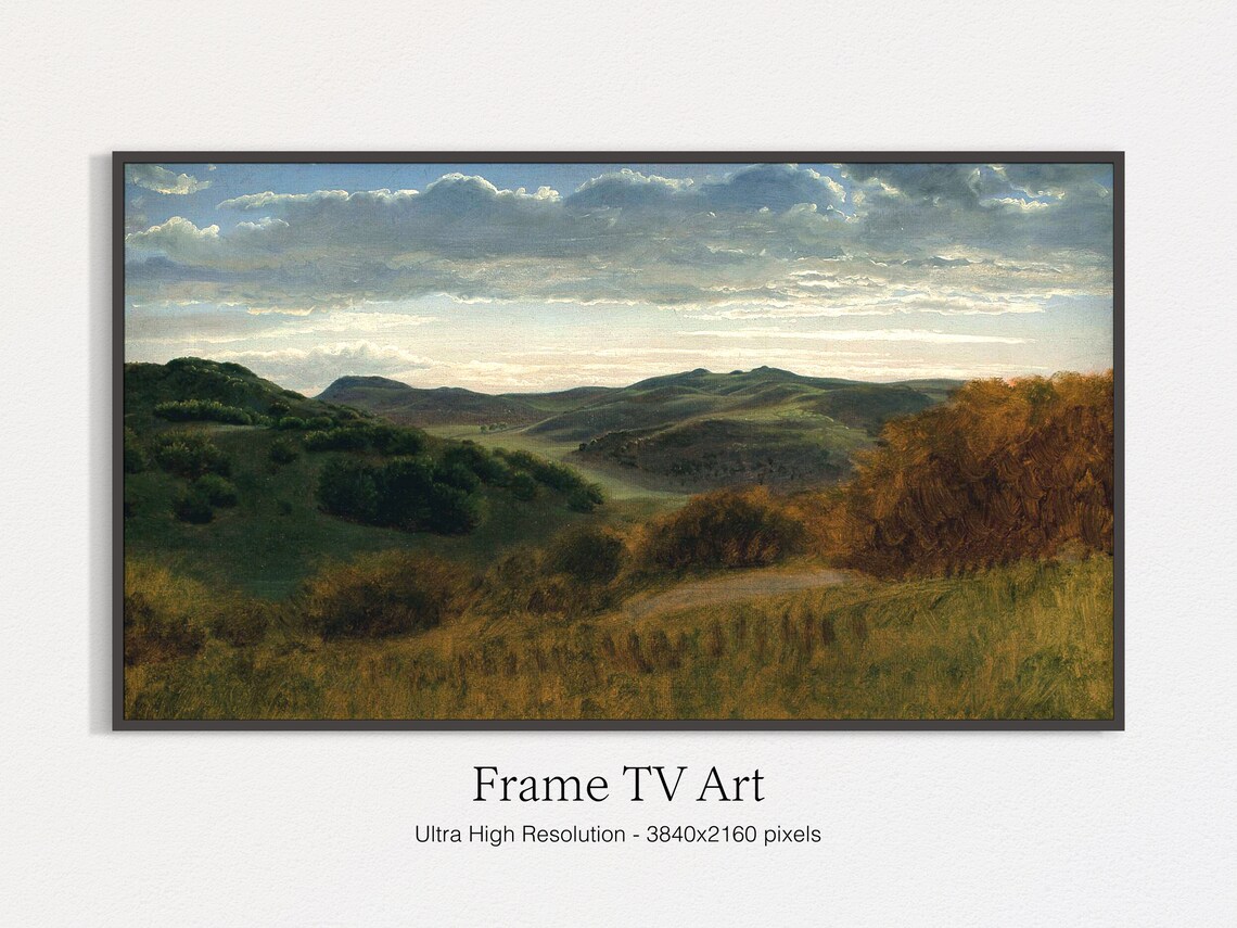 Vintage Moody Landscape Painting, Nature Art Print