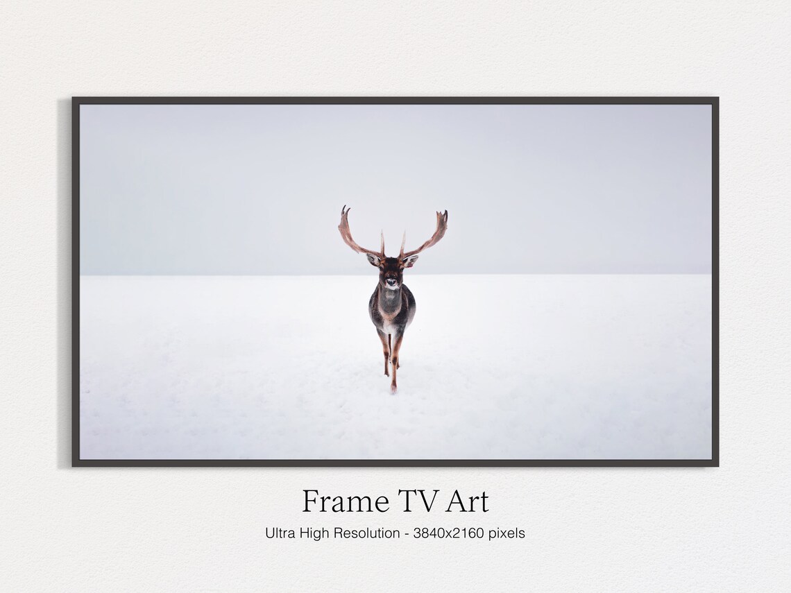 Christmas Deer Winter Snow Landscape Art Print - Image 4
