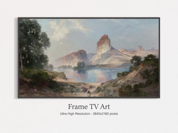 Frame Tv Art Vintage Lake House Painting Art For Tv Moody Oil Painting