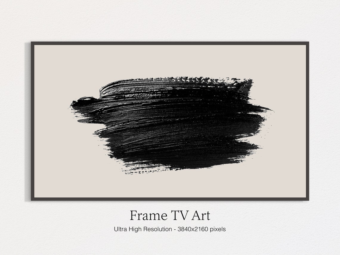 Minimalist Black Brushstroke Abstract Beige Modern Art Print - Image 5