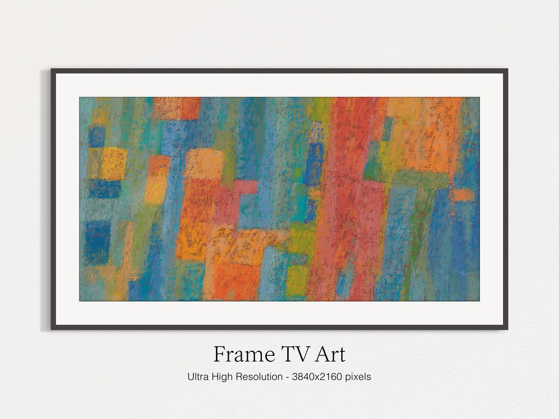 Blue Orange Textured Abstract Painting Modern Colorful Wall Art Print - Image 5