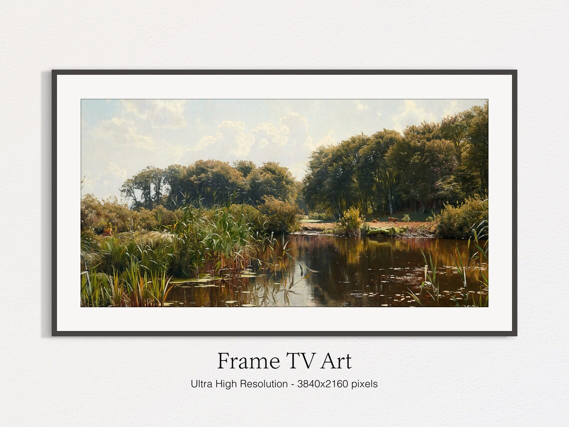 Summer Lake Vintage Landscape Art Print - Image 4