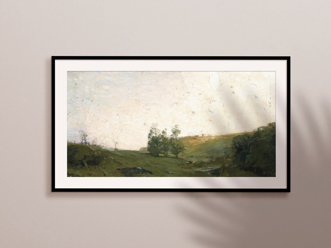 The Three Trees Painting, Vintage Landscape Art - Image 2