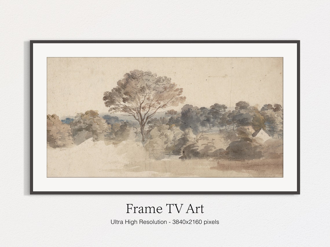 Frame Tv Antique Rustic Muted Landscape Painting Landscape Wall Art Frame For Tv - Image 4