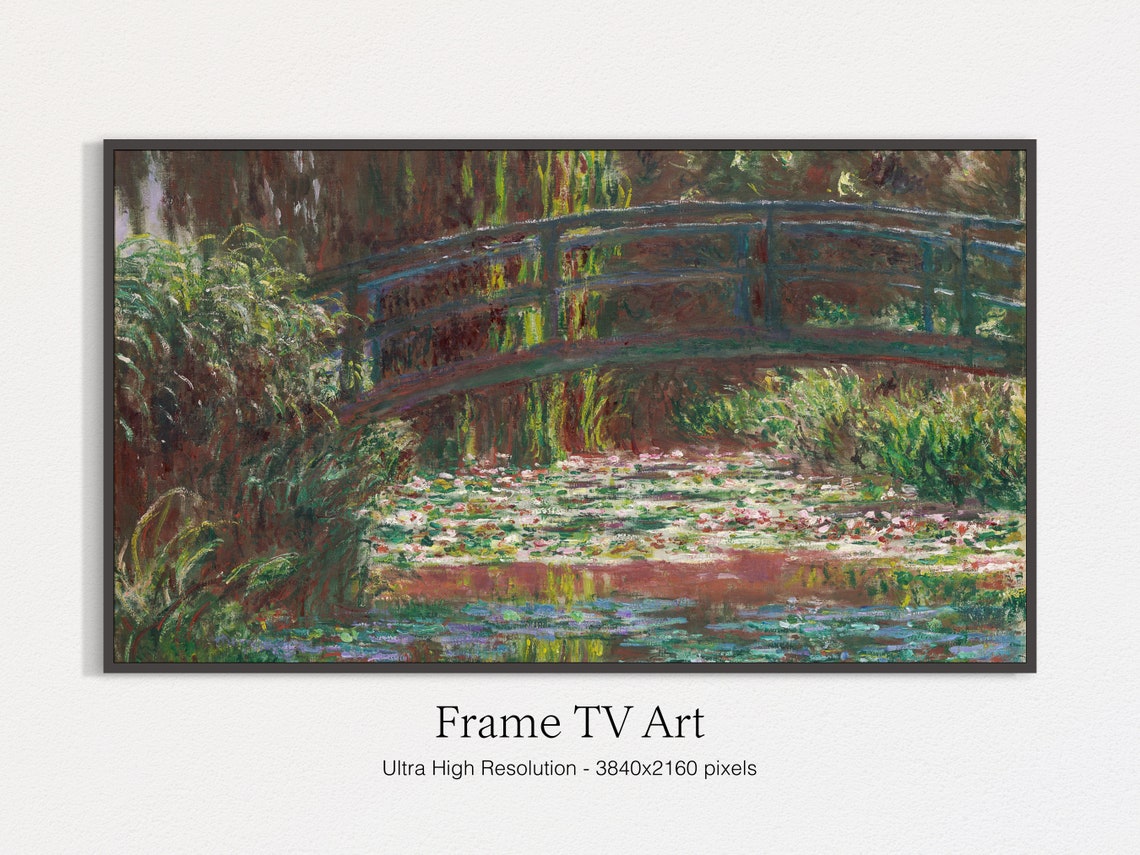 Frame Tv Art Vintage Pond Painting Frame For Tv Oil Art