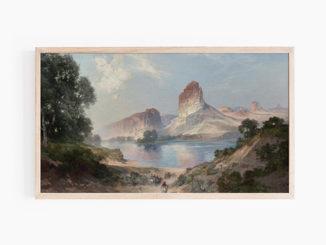 American West Lake Mesa Riders Vintage Western Landscape Art Print - Image 3