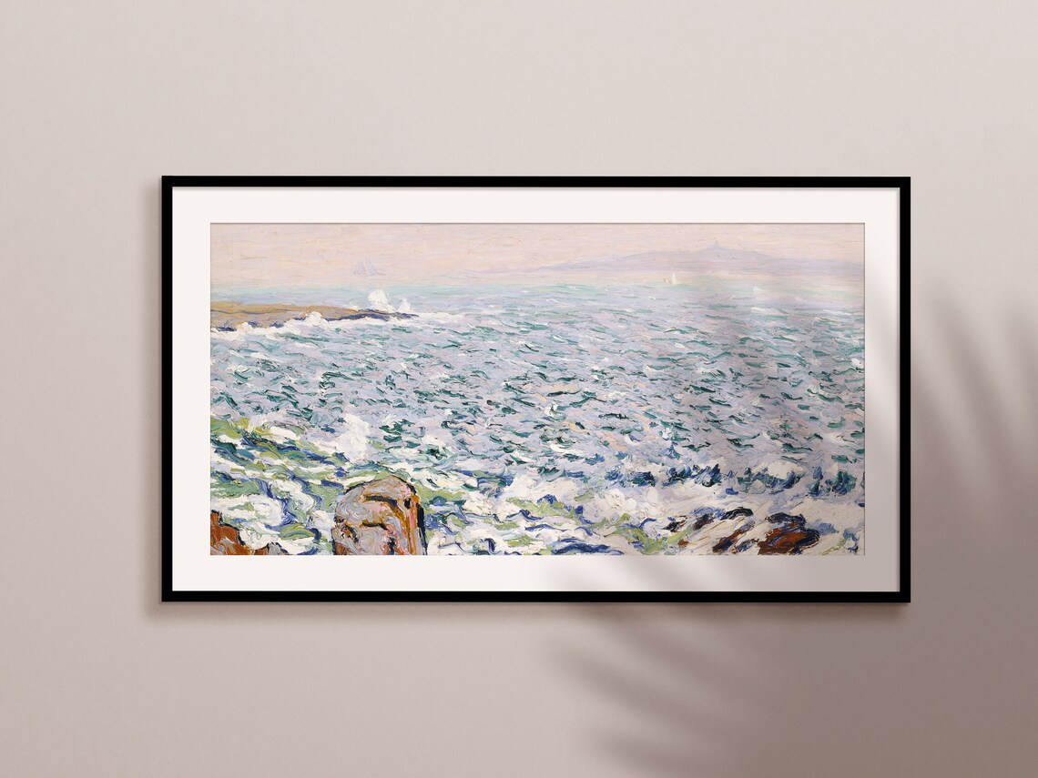 Surf Breaking In Cranberry Island, Classic Oil Print - Image 2