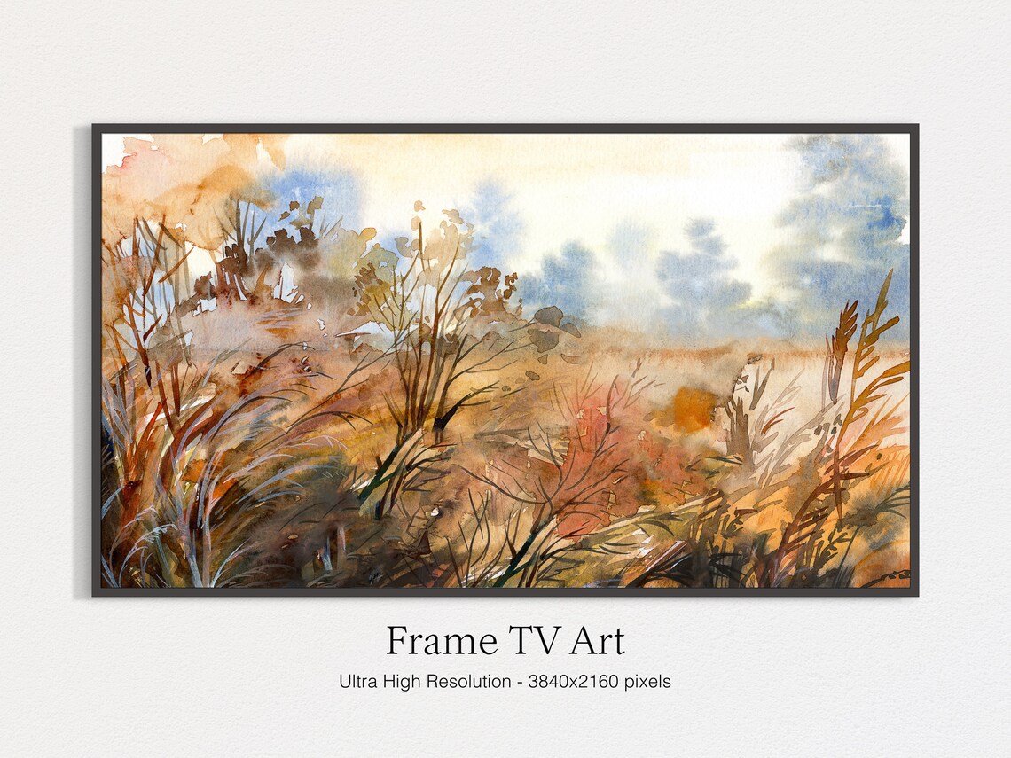 Autumn Foliage Watercolor Art Print for TV Wall - Image 4