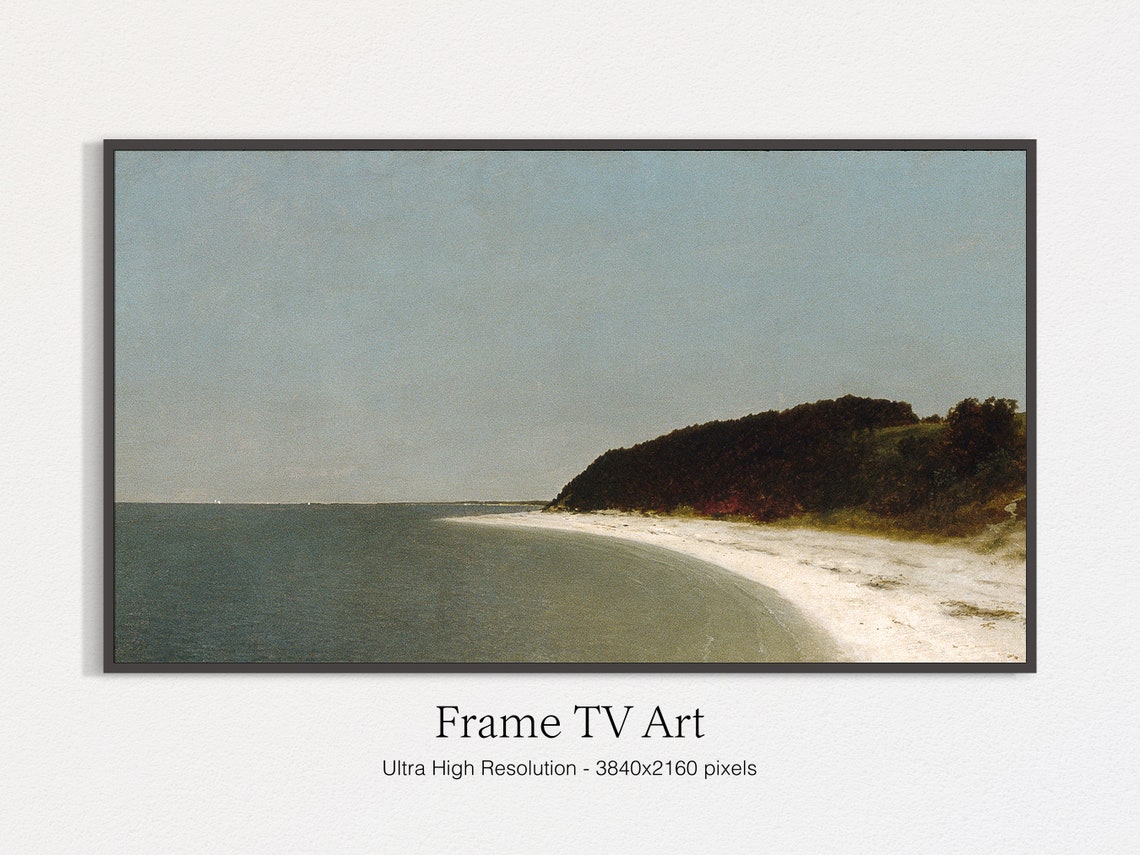 Luminist Seashore White Beach Wooded Bluff Calm Sea Classic Art Poster