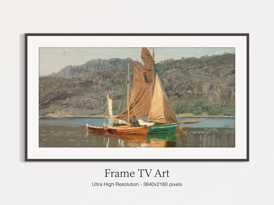 Classic Boat Painting for TV Frame, Abstract Style - Image 4