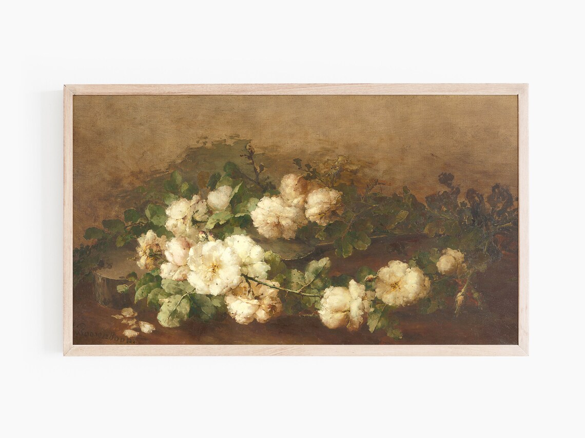 Vintage White Flowers Still Life Botanical Art Print - Image 2