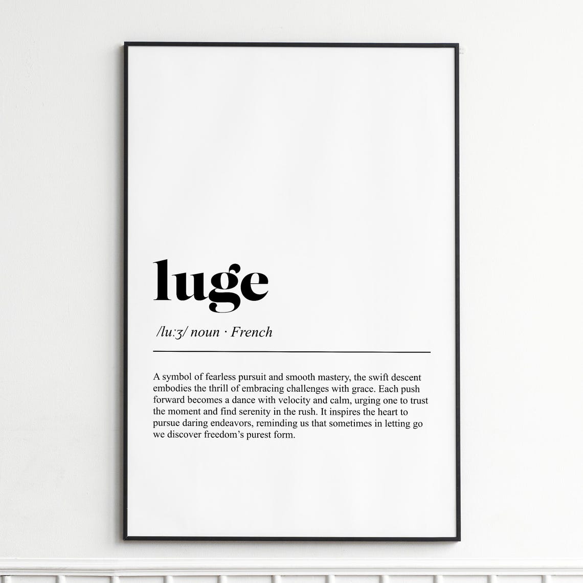 Luge Winter Sport Definition Dictionary Typography Speed Poster