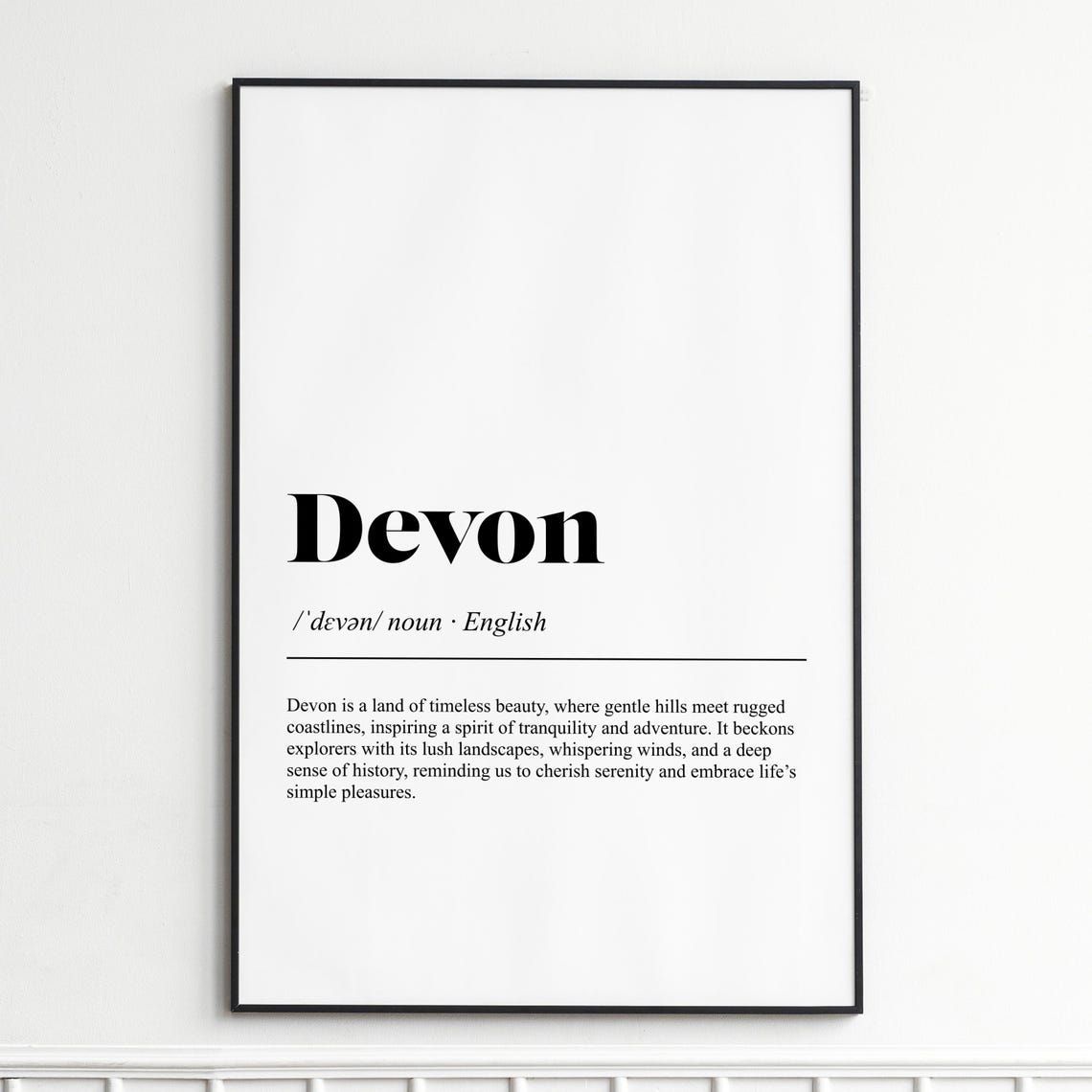 Devon Place Name Dictionary Definition Elegant Typography Poster
