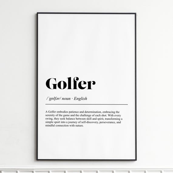 Golfer Definition Print Elegant Dictionary Wall Art Classic Typography Poster For Golf Enthusiasts
