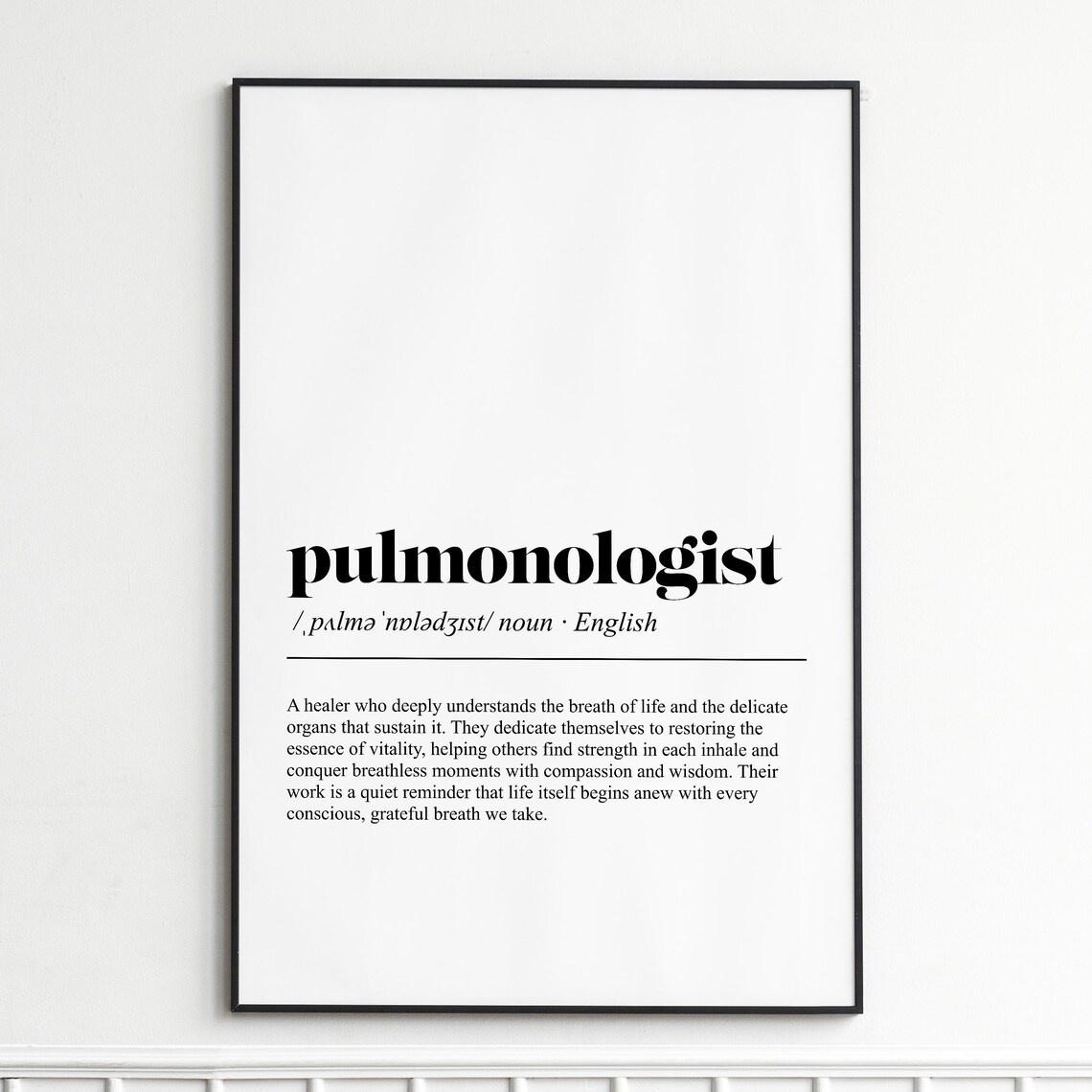 Pulmonologist Breath of Life Healer Definition Typography Poster